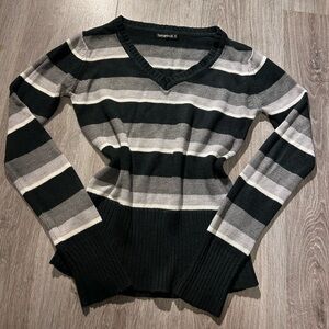 Terranova Black and Gray Striped Sweater Size S